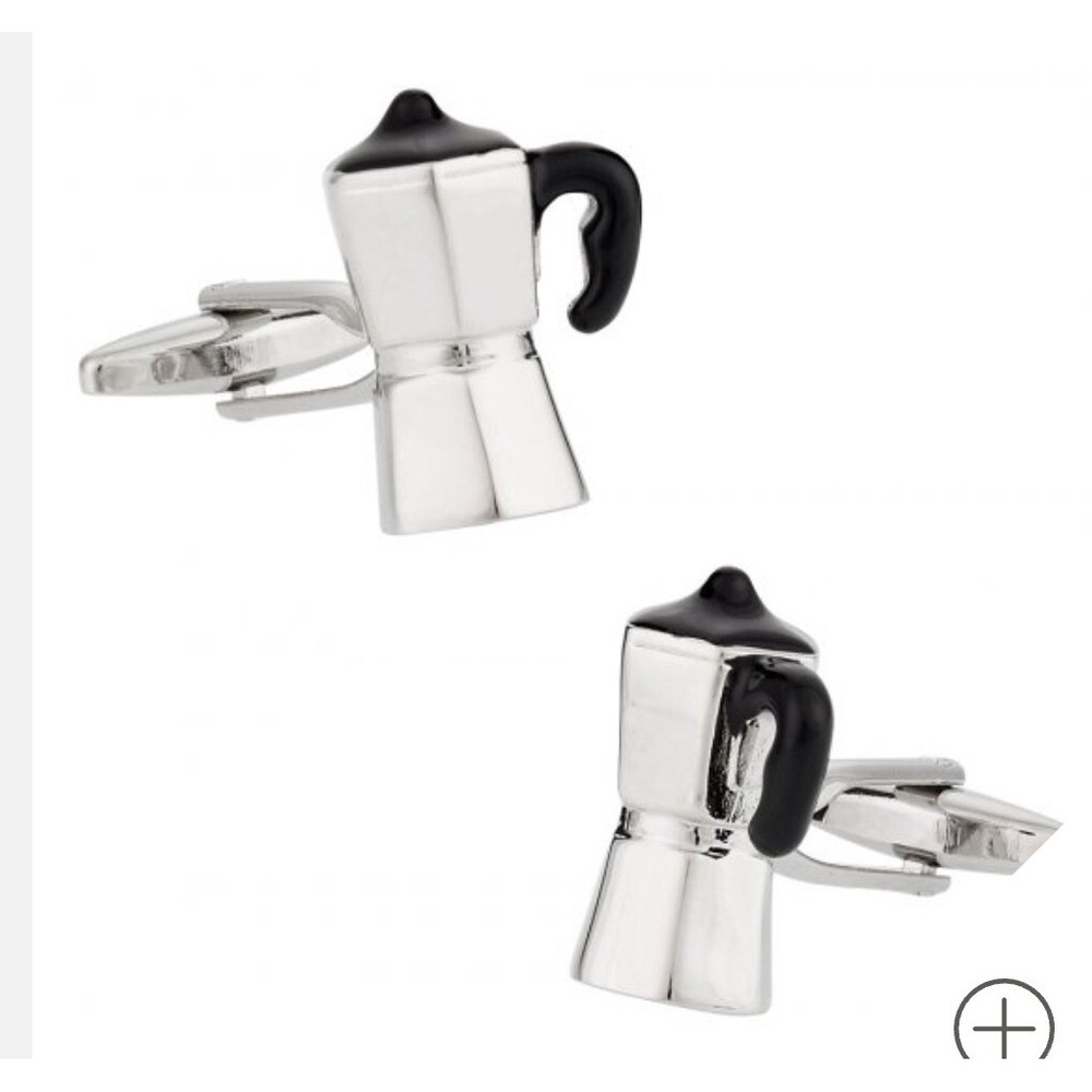 Espresso Maker Cufflinks Coffee Lover Gift Barista Silver Tone Cuff Links